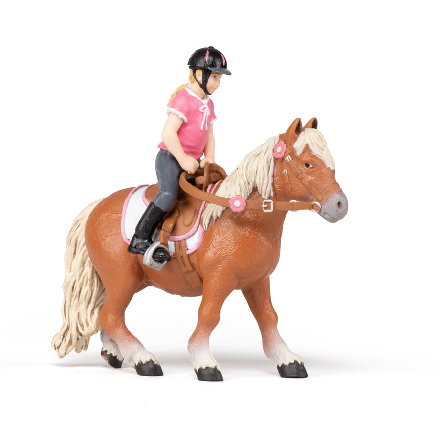 Figurine Poney Shetland avec selle Papo en PVC, Collection chevaux, jouet éducatif idéal pour enfants et collectionneurs