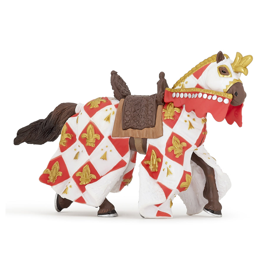 Cheval blanc fleur de lys Papo en PVC, Collection Médiéval, jouet éducatif idéal pour enfants et collectionneurs