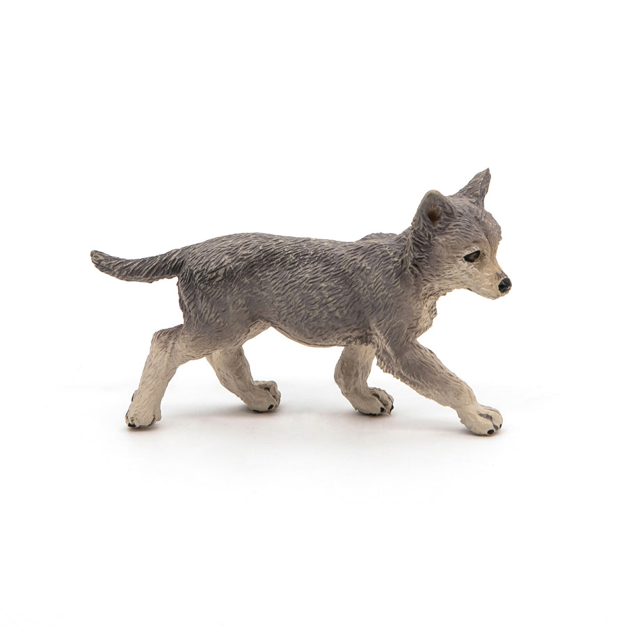 Figurine Louveteau gris Papo en PVC, thème forêt, Collection Animaux sauvages, jouet éducatif idéal pour enfants et collectionneurs