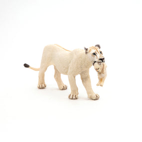 Figurine Lionne blanche avec lionceau Papo en PVC, thème félins, Collection Animaux sauvages, jouet éducatif idéal pour enfants et collectionneurs