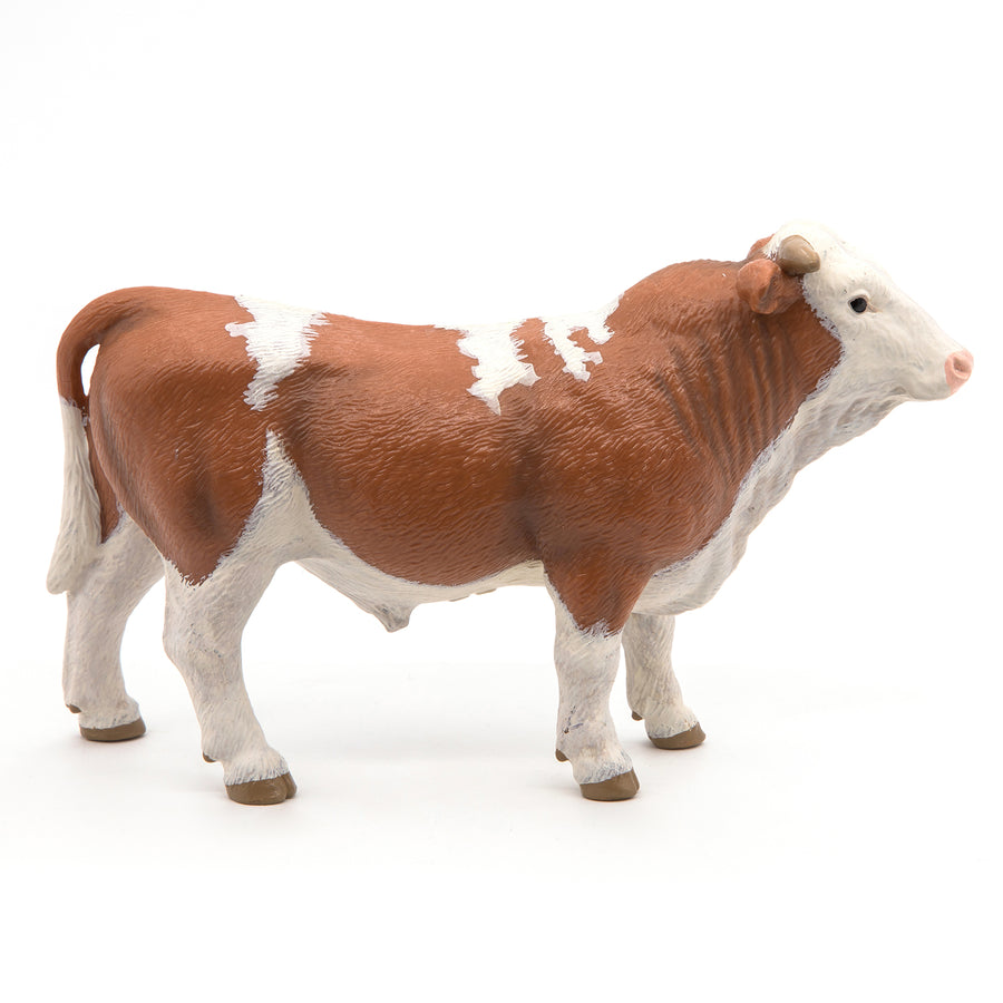 Figurine Taureau simmental Papo en PVC, Collection Vie à la ferme, jouet éducatif idéal pour enfants et collectionneurs