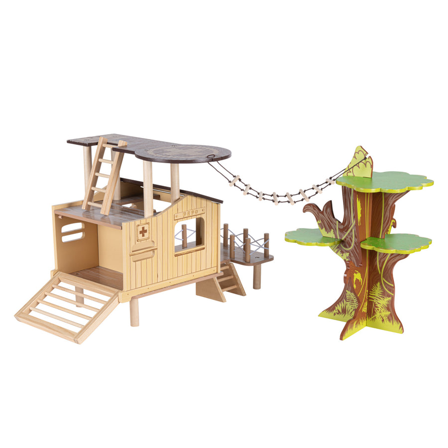 L'hôpital de la brousse Papo en bois, Collection Animaux sauvages, décor pour figurines, idéal pour enfants